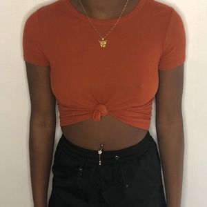 spicy orange rigid cropped t-shirt